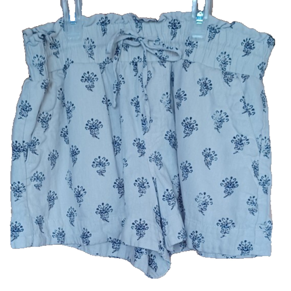 A New Day Linen Blend Shorts Women's Small Elastic Waist Drawstring Tan Color